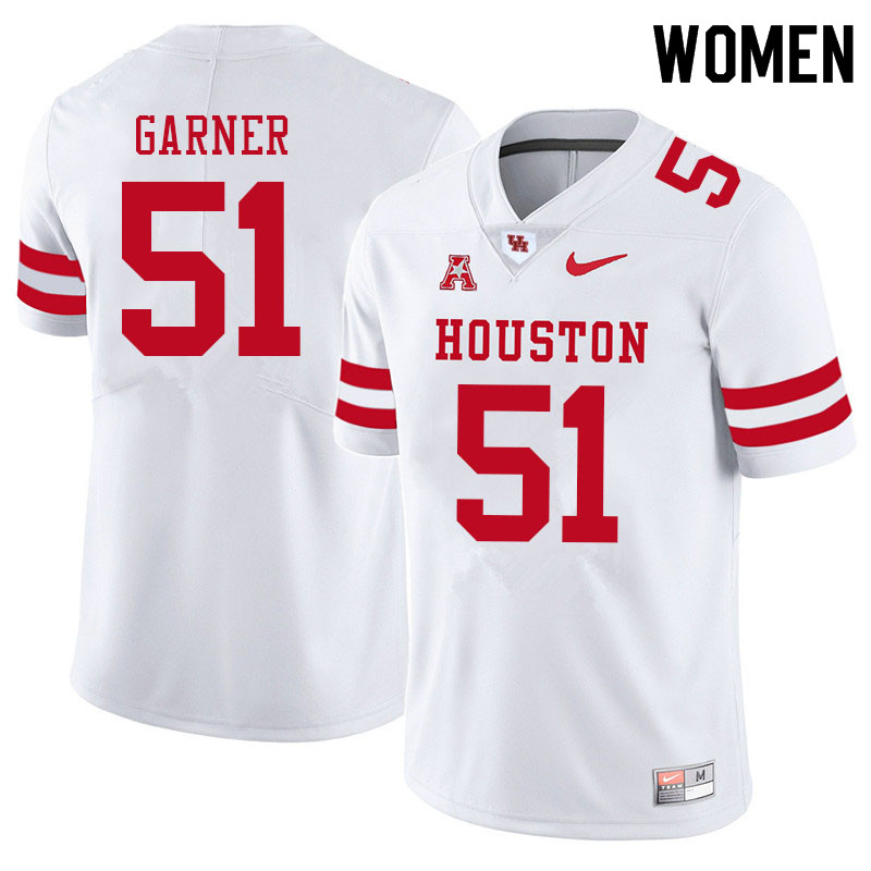 Women #51 Jalen Garner Houston Cougars College Football Jerseys Sale-White - Click Image to Close